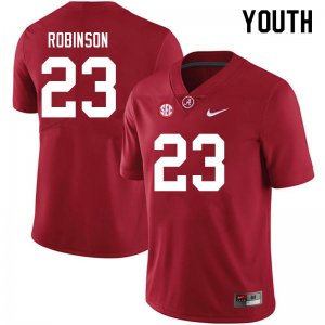 NCAA Youth Alabama Crimson Tide #23 Jahquez Robinson Stitched College 2021 Nike Authentic Crimson Football Jersey TZ17I44KB